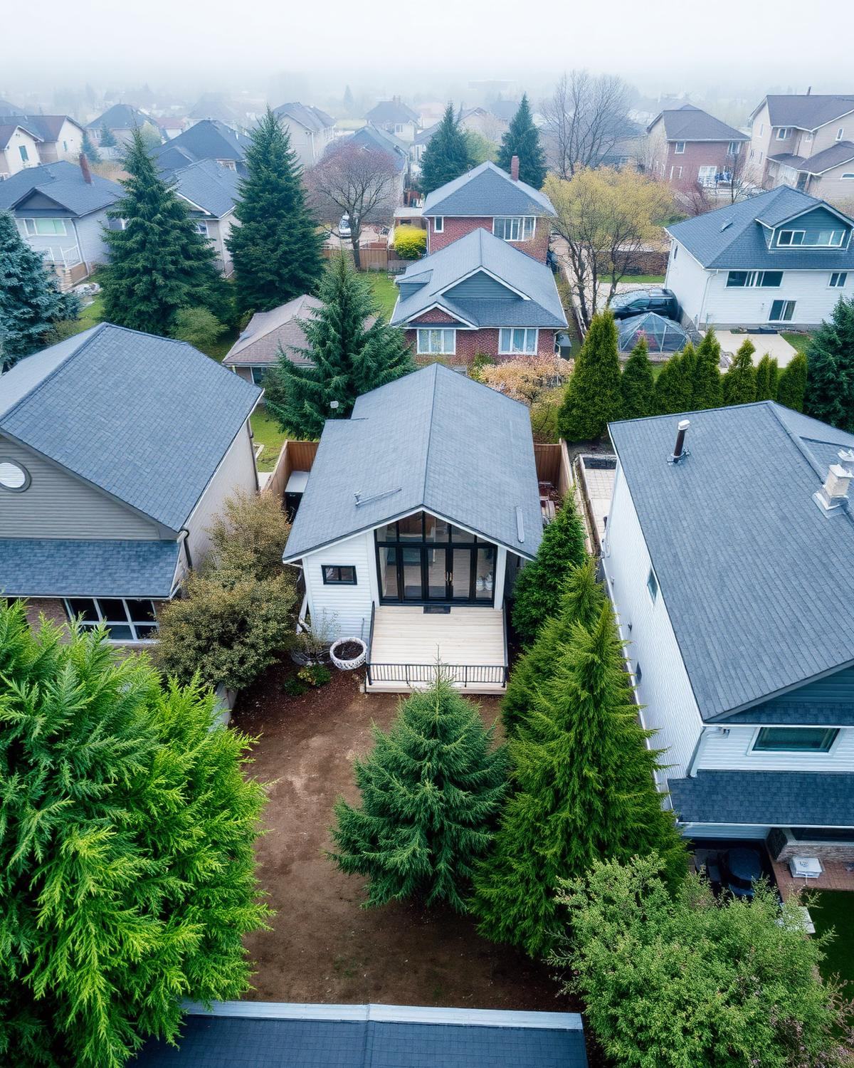 Rear yard of a Toronto home showing space suited to a garden suite