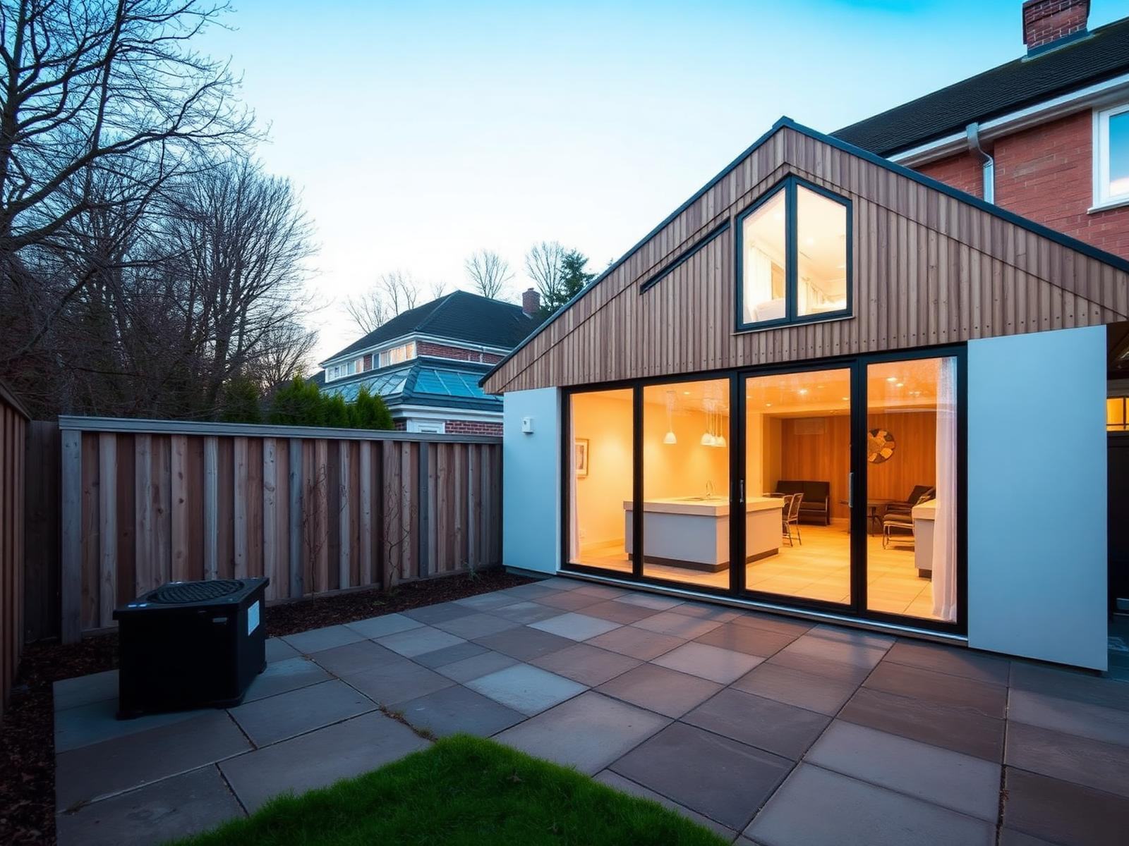 Contemporary Toronto garden suite exterior in a rear yard