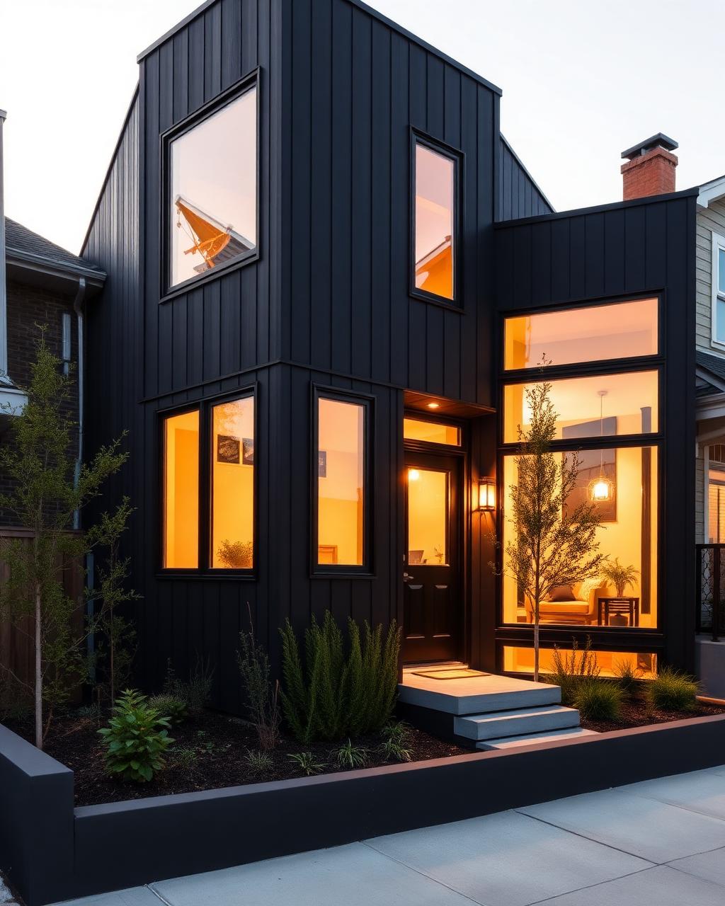 Modern Toronto laneway home with high-performance windows and natural wood detailing